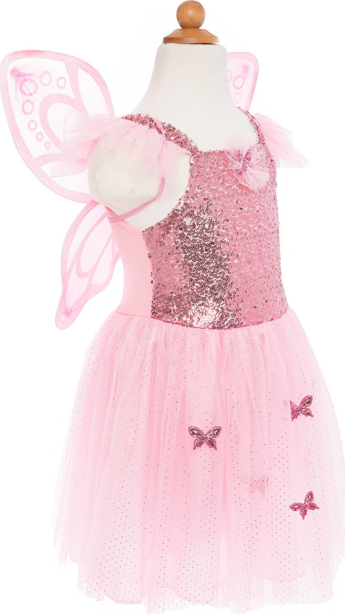 Pink Sequins Butterfly Dress & Wings (Size 5-7)