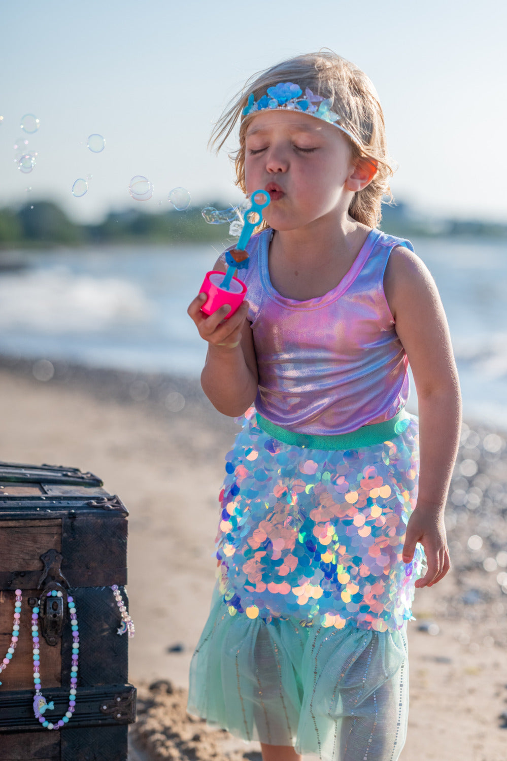 Bling Bling Mermaid Skirt & Hairclip Set Mint (Size 4-6)
