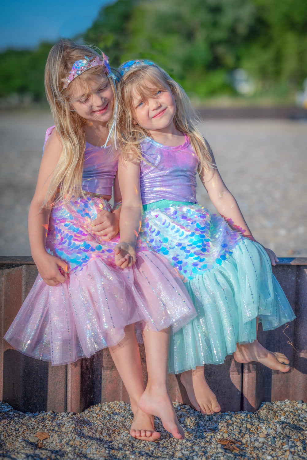 Bling Bling Mermaid Skirt & Hairclip Set Mint (Size 4-6)