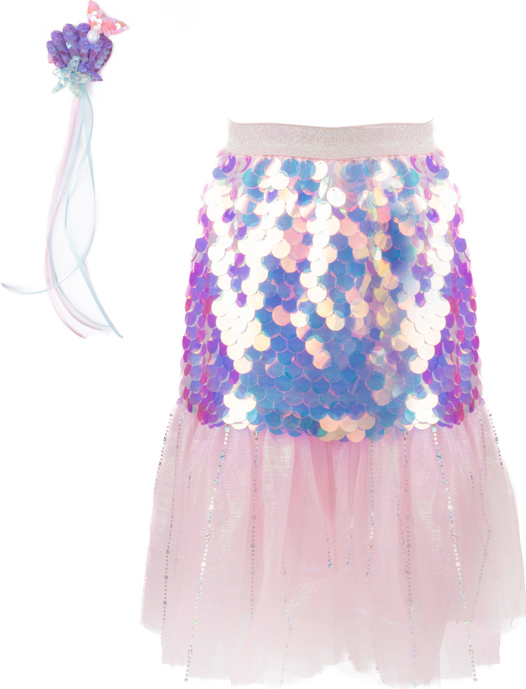 Bling Bling Mermaid Skirt & Hairclip Set Pink (Size 4-6)