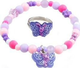 Sparkle Butterfly Bracelet Ring Set