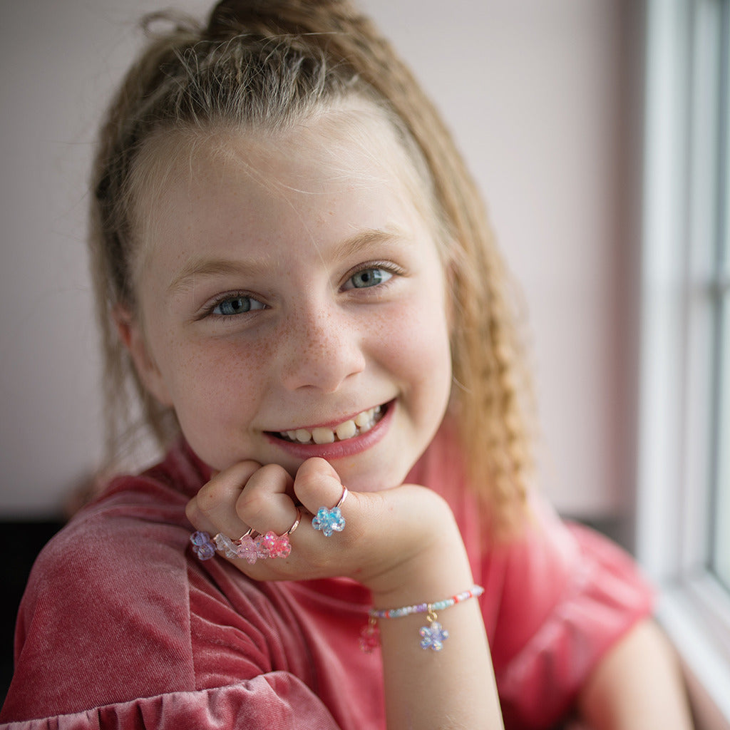 Boutique Shimmer Flower Rings Dancing Bear Toys