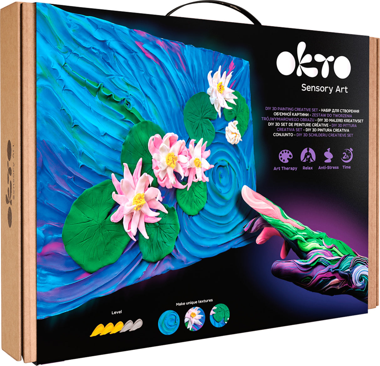 OKTO Sensory Art 3D Painting "Water Lilies" – 11.8" x 15.7" Canvas Kit