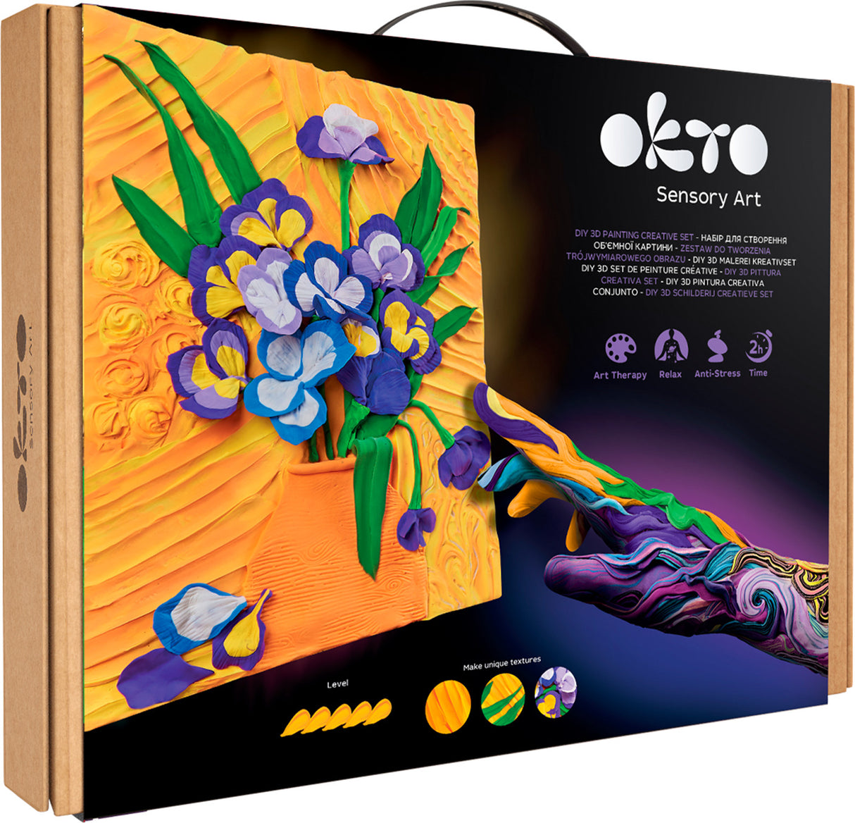 OKTO Sensory Art 3D Painting "Irises" – 11.8" x 15.7" Canvas Kit