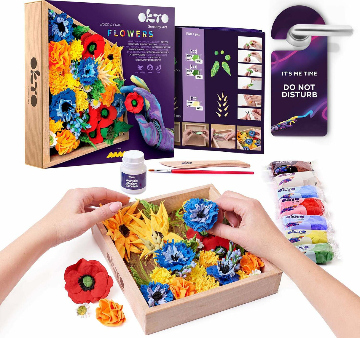 OKTO Sensory Art 3D Woodcraft "Freedom" – Flowers Craft Kit