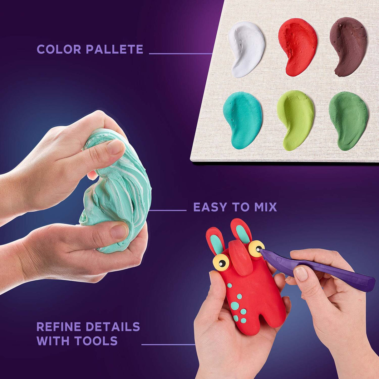 OKTO Little Worlds - Mommy Troll - Foam Air‑Dry Clay Wooden Art Kit (8.3" Square) - Ages 8+