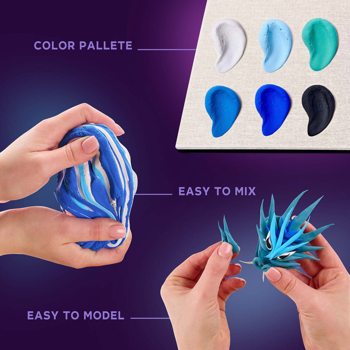 OKTO Manga Elements - Water - 3D Clay Canvas Kit (11.8 x 15.7 in) - Ages 10+