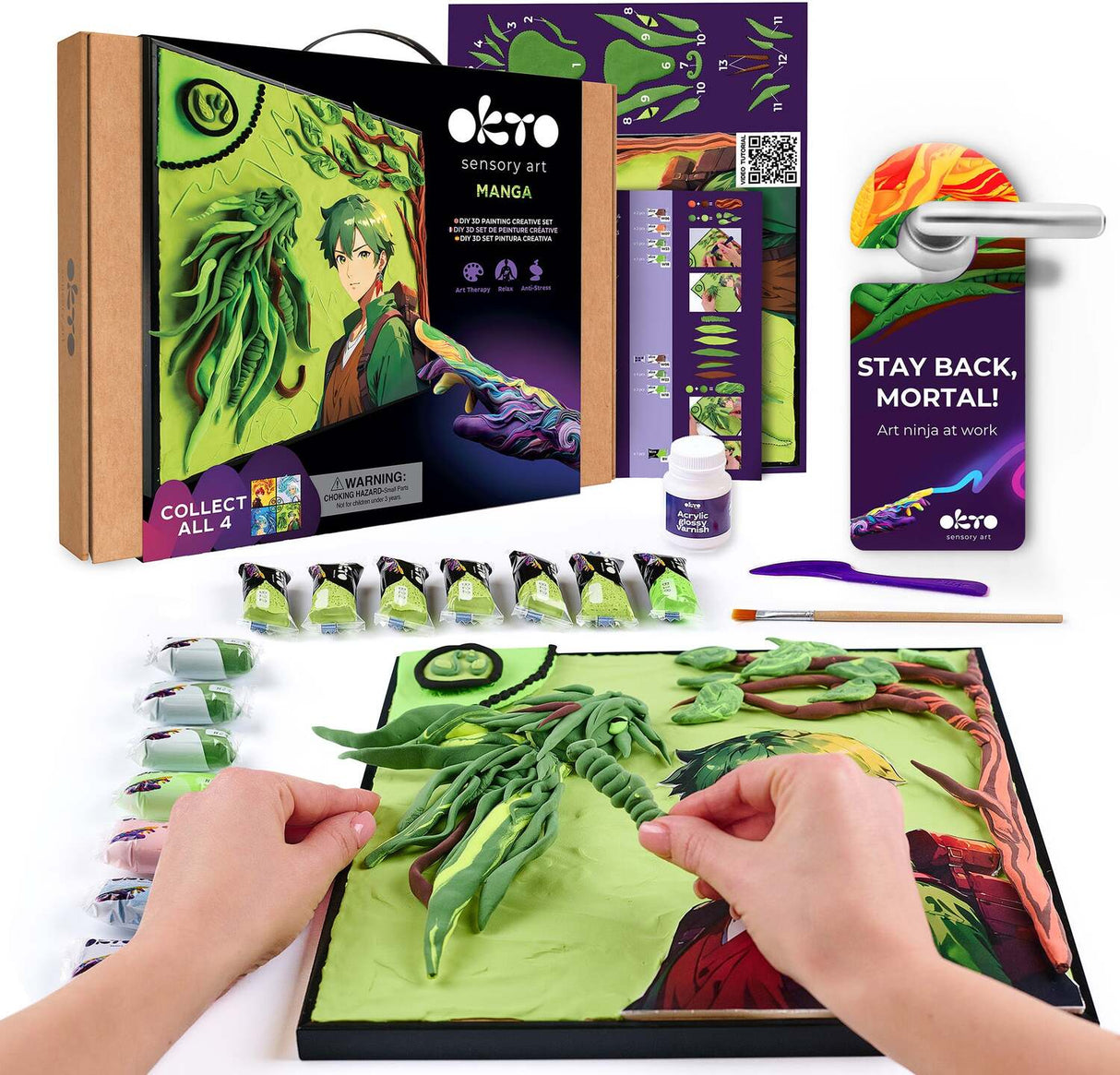 OKTO Manga Elements - Earth - 3D Clay Canvas Kit (11.8 x 15.7 in) - Ages 10+