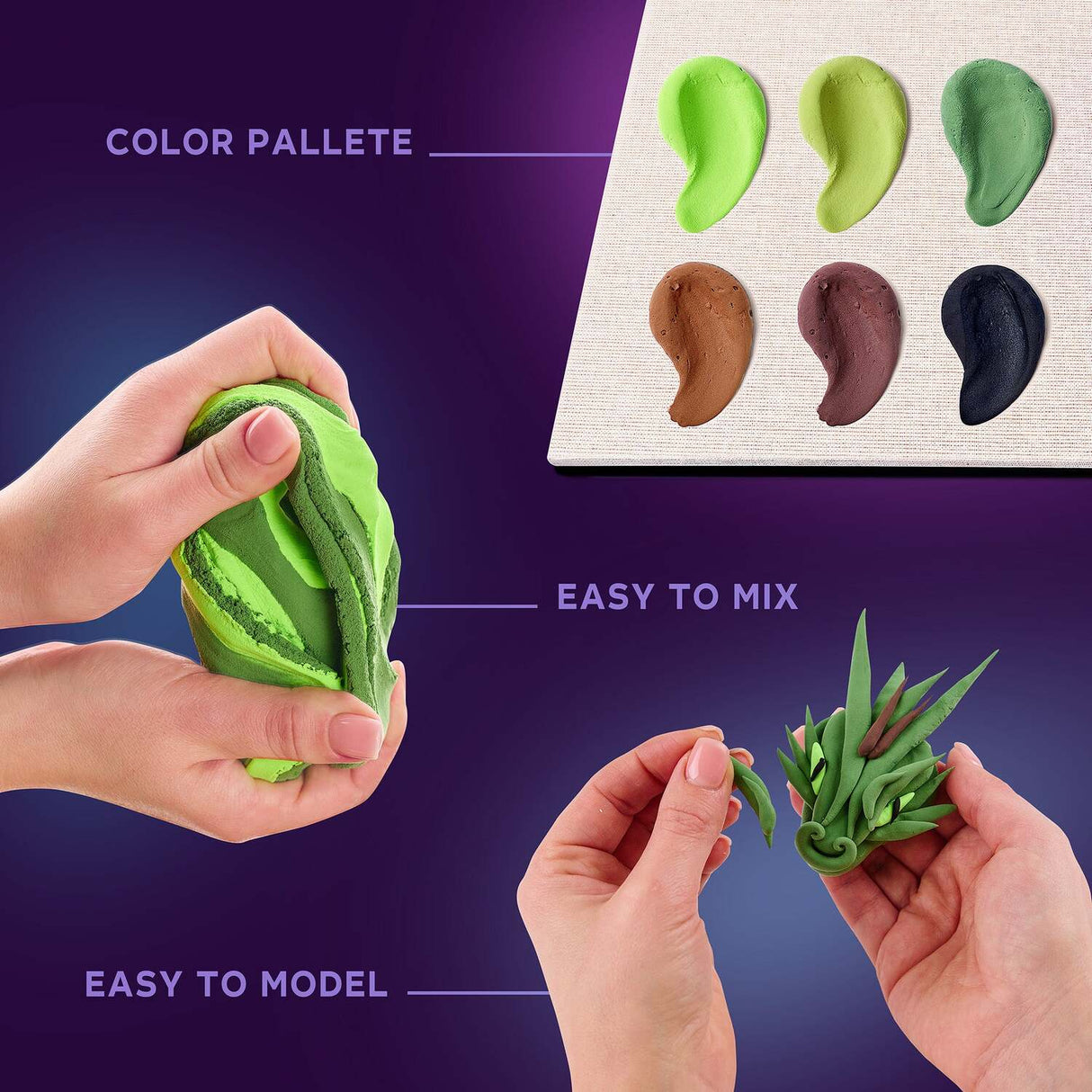 OKTO Manga Elements - Earth - 3D Clay Canvas Kit (11.8 x 15.7 in) - Ages 10+