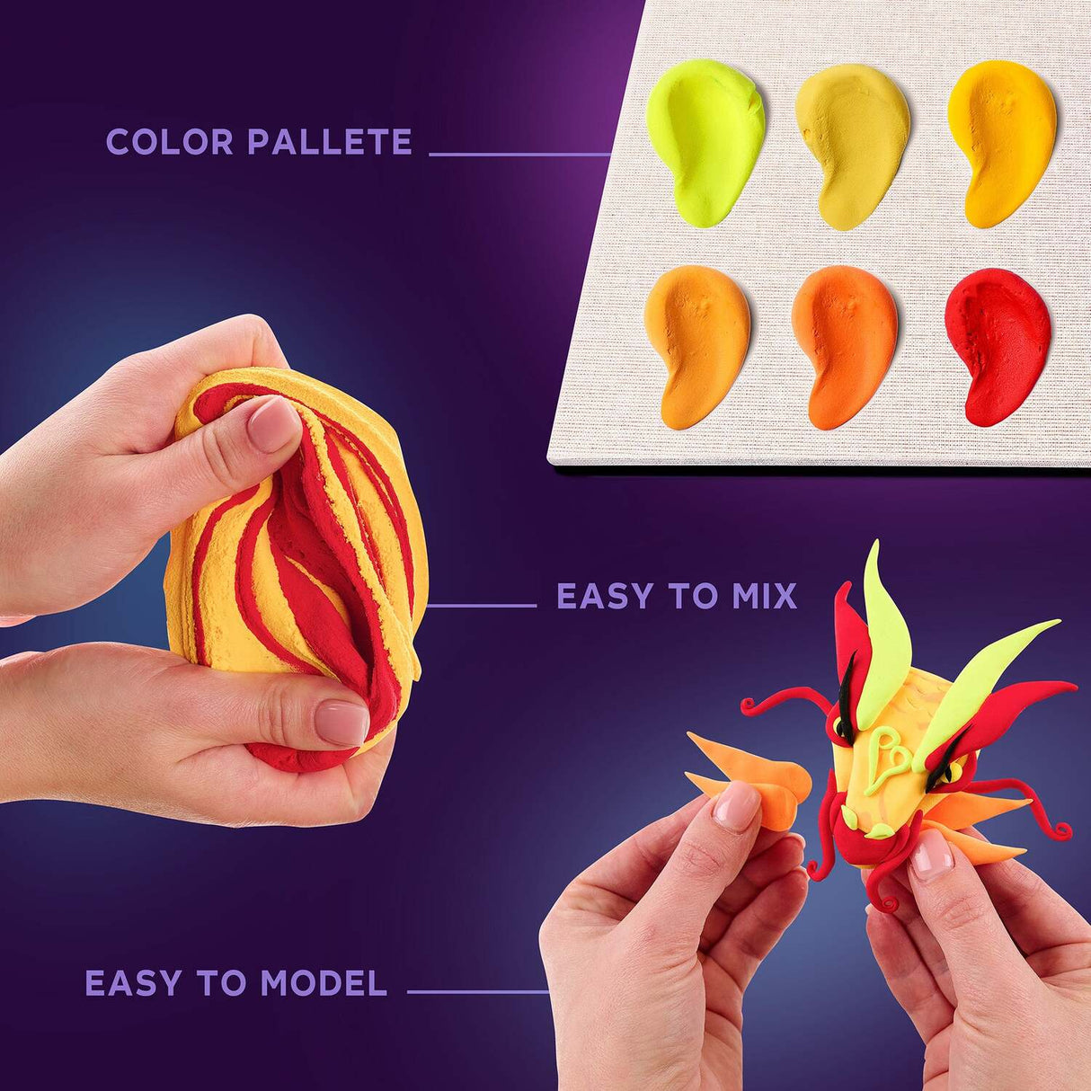 OKTO Manga Elements - Fire - 3D Clay Canvas Kit (11.8 x 15.7 in) - Ages 10+