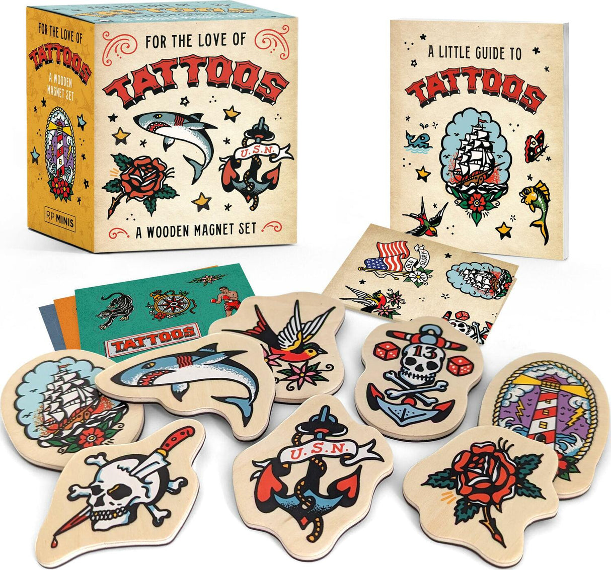 For the Love of Tattoos: A Wooden Magnet Set