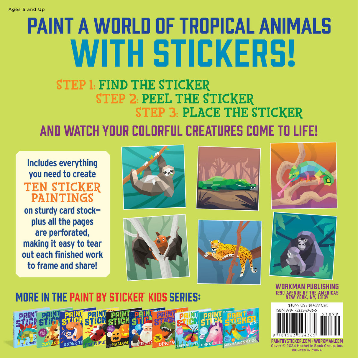 Paint by Sticker Kids: Rainforest Animals