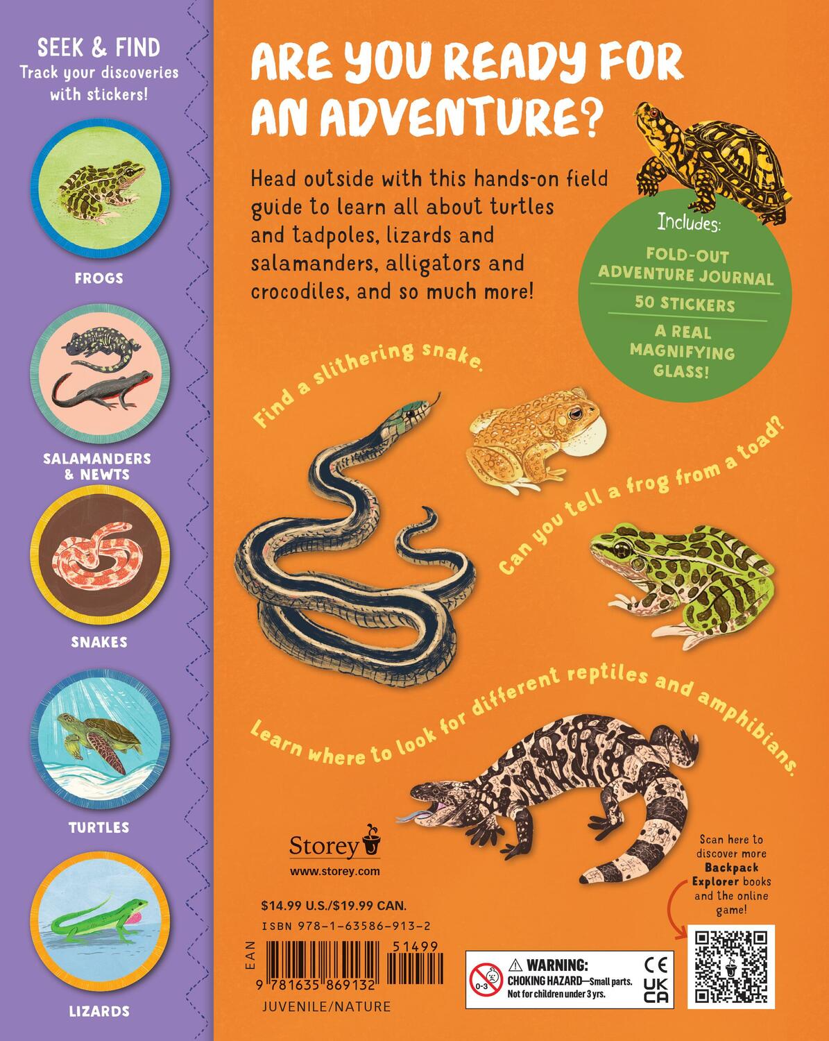 Backpack Explorer: Spotting Snakes and Frogs, and Other Reptiles and Amphibians: What Will You Find?
