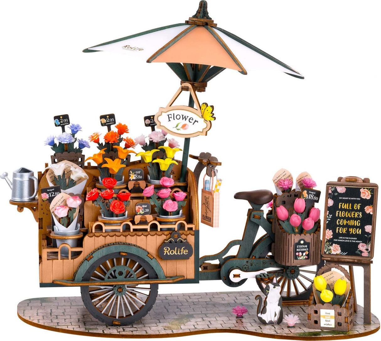 NEW DIY Miniature House Kit:Flower Cart