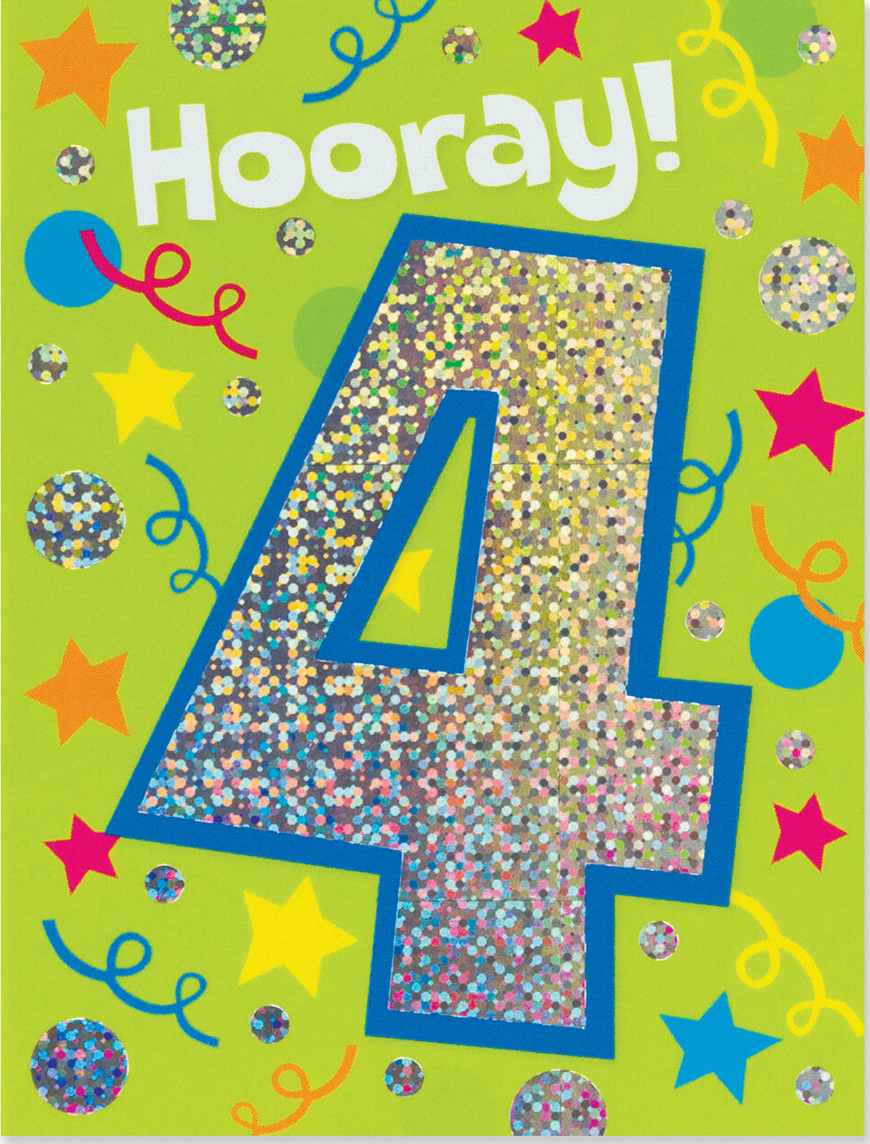 Age 4 Foil Gift Enclosure Card