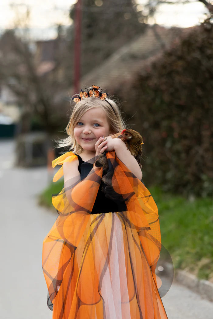 Monarch Butterfly Twirl Dress with Wings & Headband (Size 5-6)