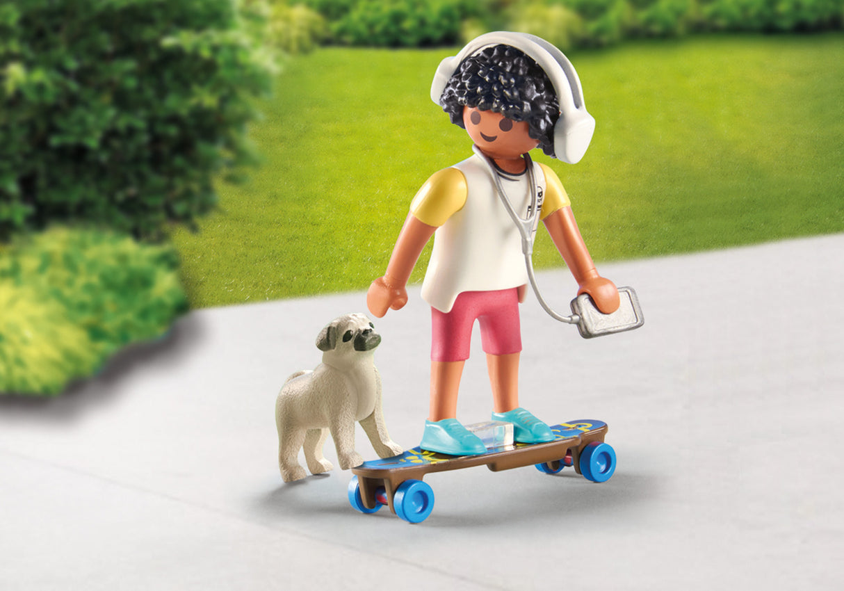 Skateboarder with Dog