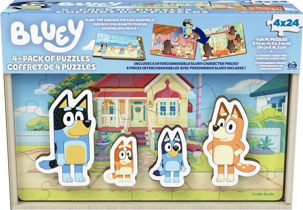 Bluey Wooden Puzzles with Bingo, Mum, and Dad Characters