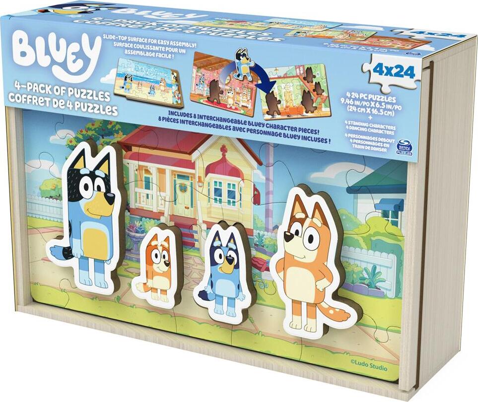 Bluey Wooden Puzzles with Bingo, Mum, and Dad Characters
