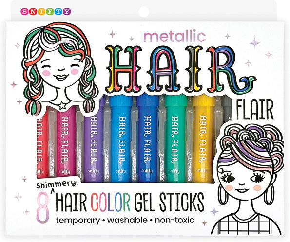 Metallic Hair Flair 8 Hair Shimmery Color Gel Sticks