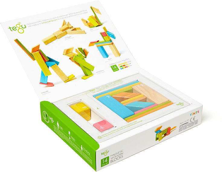 Tegu Tints Magnetic Wooden Blocks 14 Piece Set