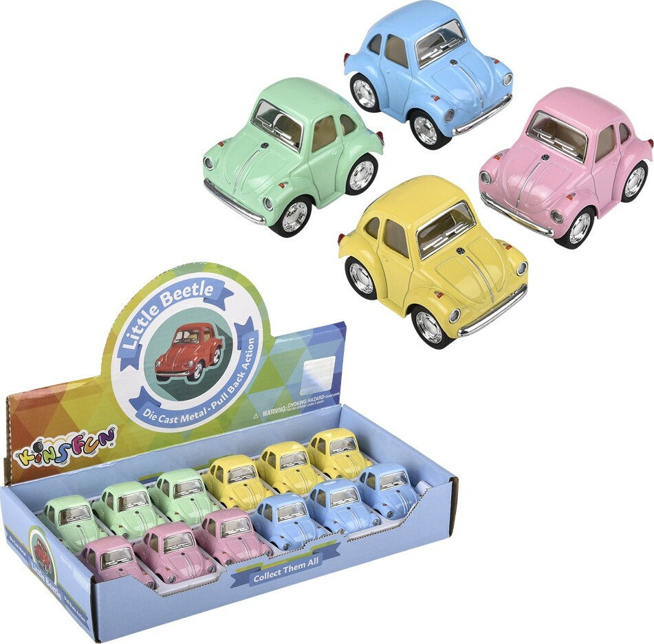 2" Diecast Pull Back VW Mini Beetle-Pastel Colors