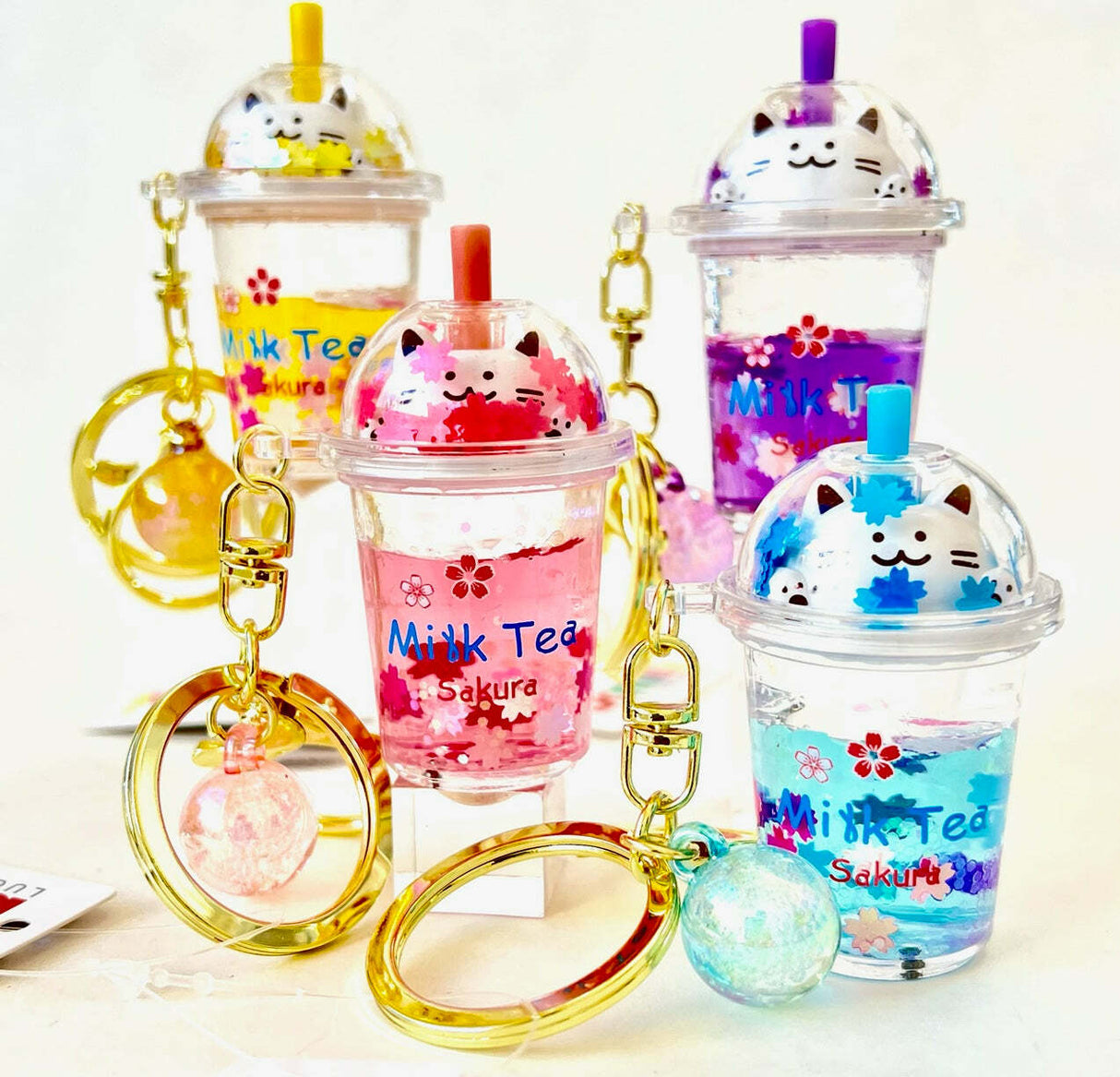 Kitty Boba Milk Floaty Key Charm (assorted)