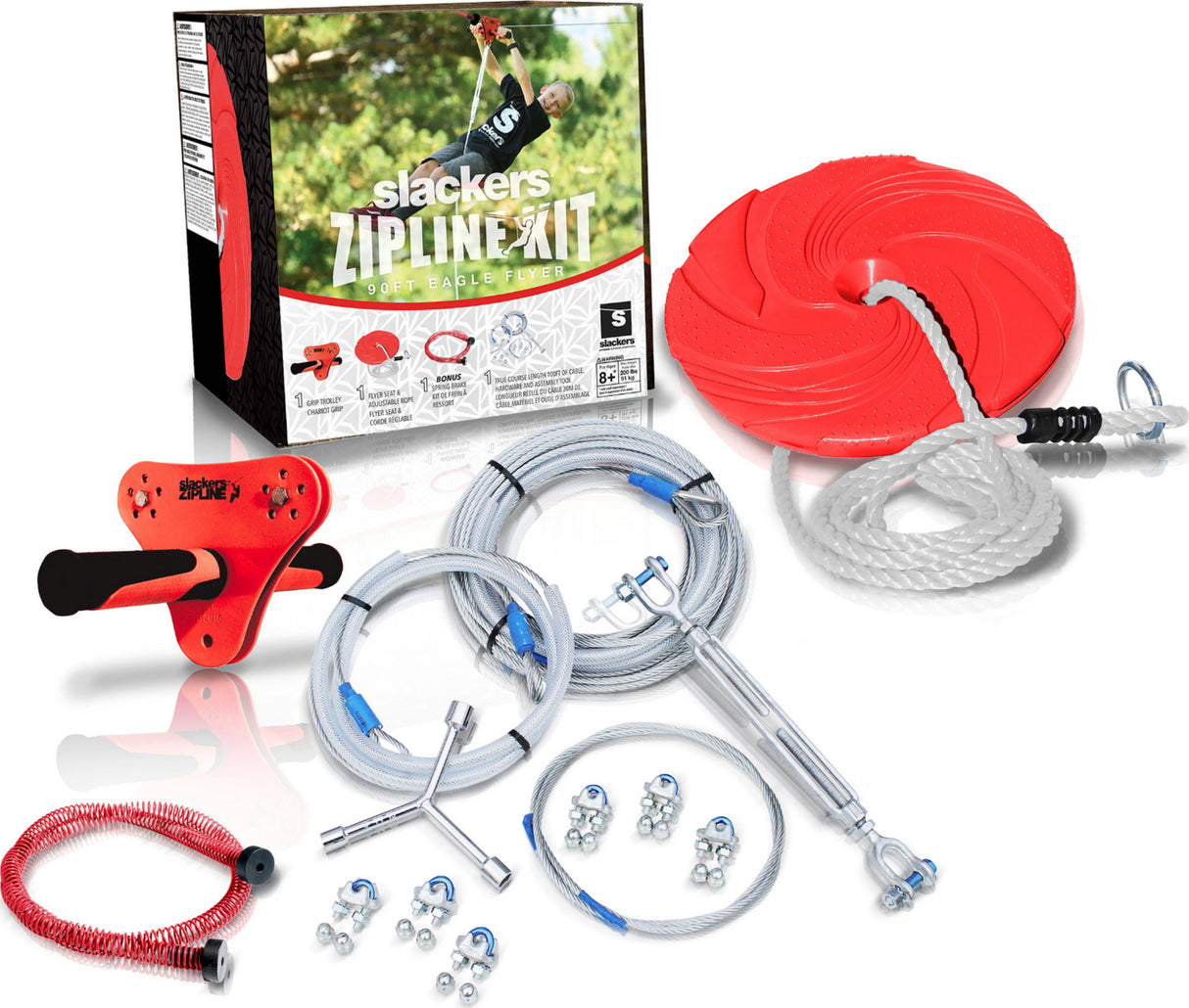 Slackers 90' Eagle Zipline Kit With Free Spring Brake Kit