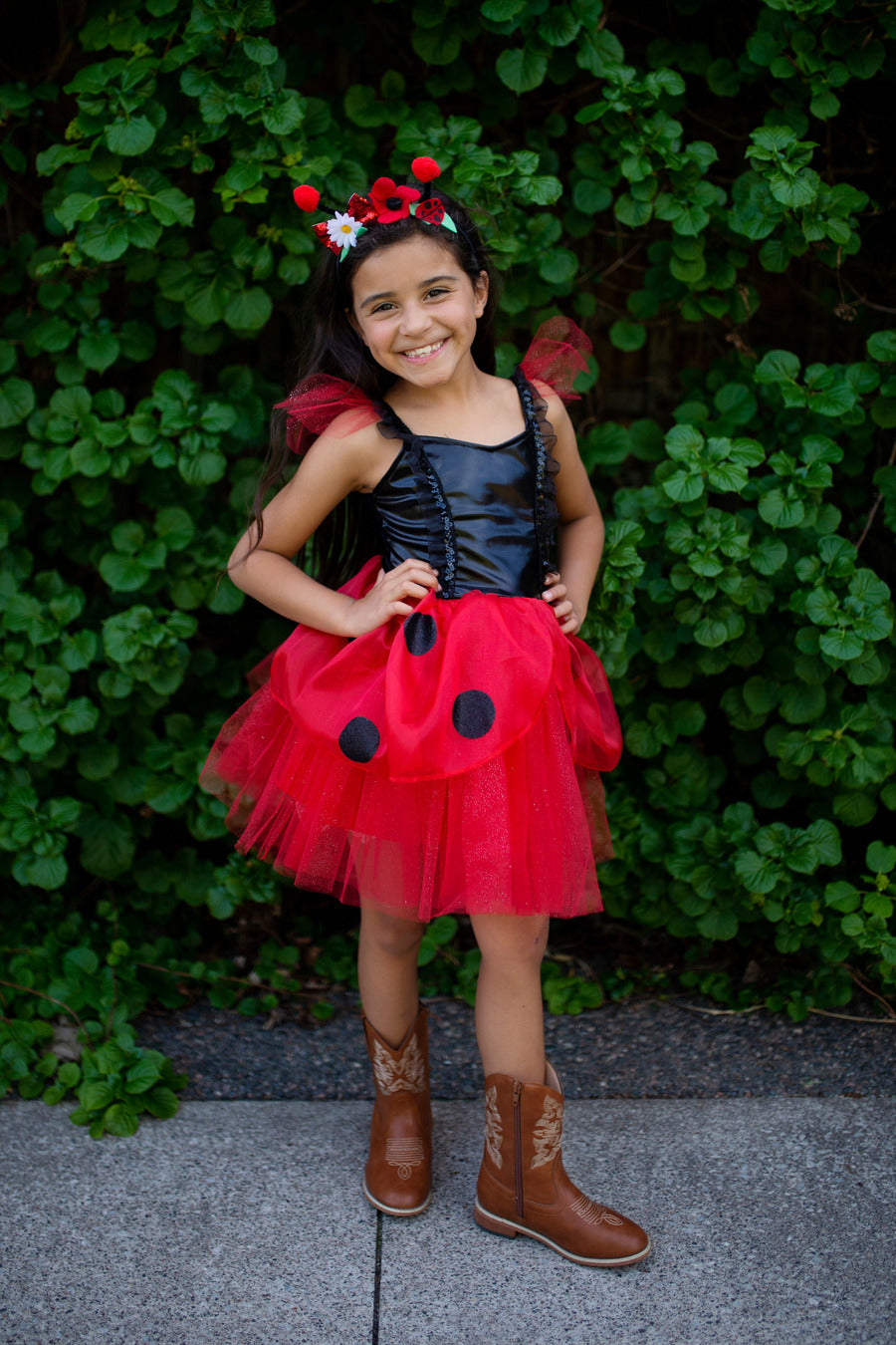 Ladybug Dress & Headband, Red/Black (Size 5-6)