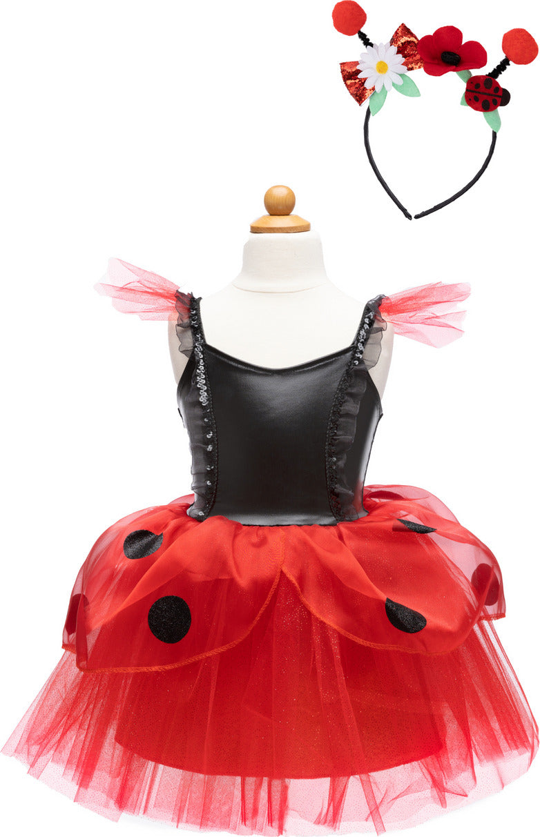 Ladybug Dress & Headband, Red/Black (Size 5-6)