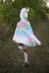 Rainbow Reversible Unicorn Dragon Cape