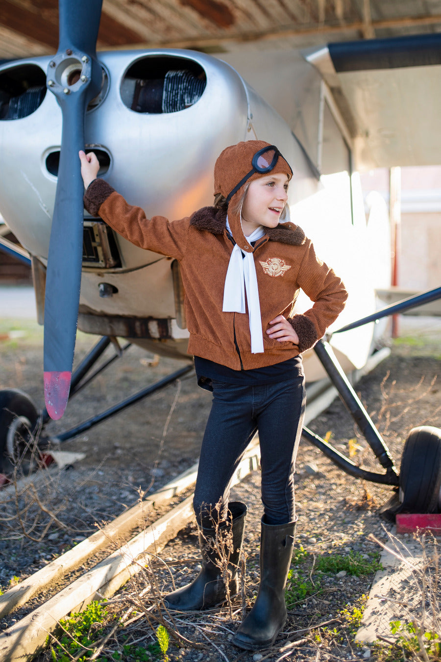 Amelia The Pioneer Pilot Jacket, Hat, Scarf (Size 5-6)