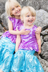 Sequins Sparkle Mermaid Top & Skirt Set (size 5-6)