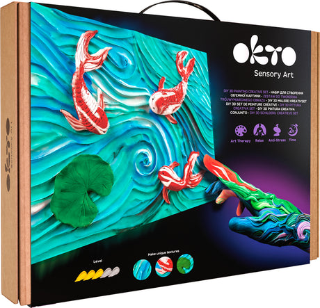 OKTO Sensory Art 3D Painting "Koi Carps" – 11.8" x 15.7" Canvas Kit