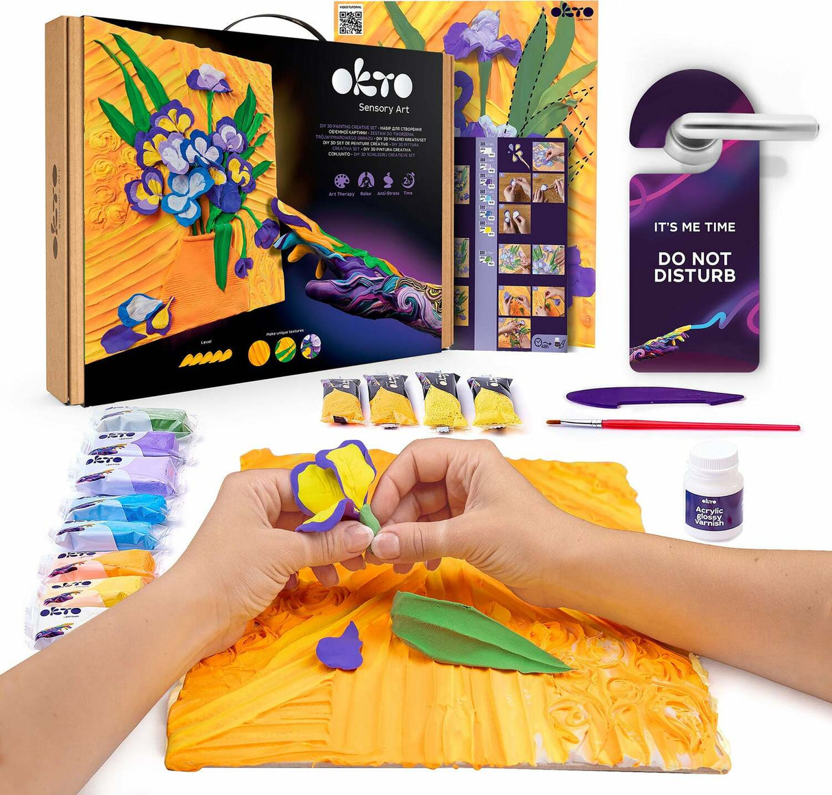 OKTO Sensory Art 3D Painting "Irises" – 11.8" x 15.7" Canvas Kit