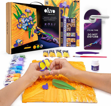 OKTO Sensory Art 3D Painting "Irises" – 11.8" x 15.7" Canvas Kit