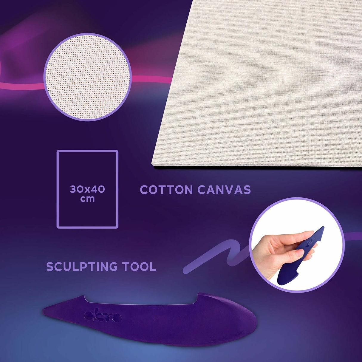 OKTO Sensory Art 3D Painting "Irises" – 11.8" x 15.7" Canvas Kit