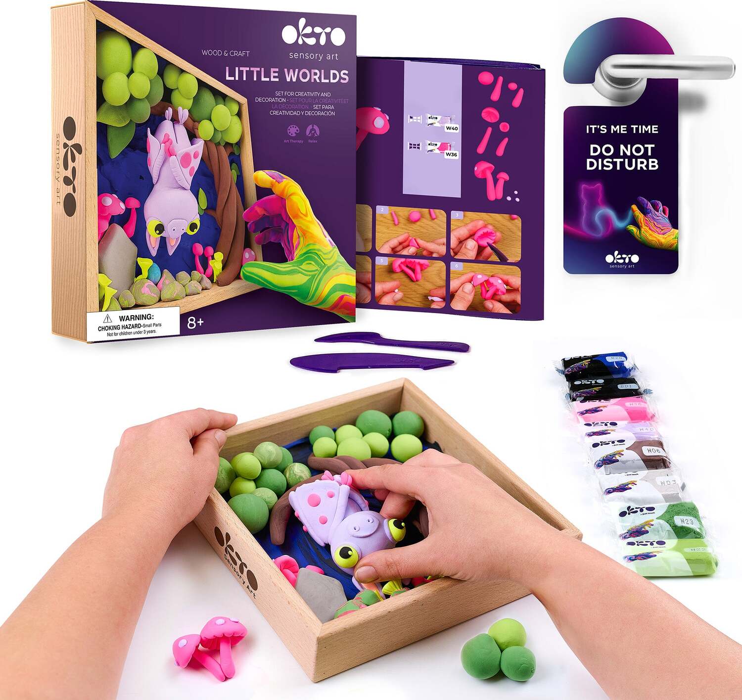 OKTO Little Worlds - Bat - Foam Air‑Dry Clay Wooden Art Kit (-8.3
