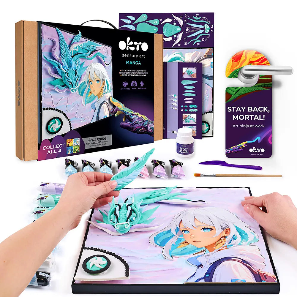 OKTO Manga Elements - Air - 3D Clay Canvas Kit (11.8 x 15.7 in) - Ages 10+