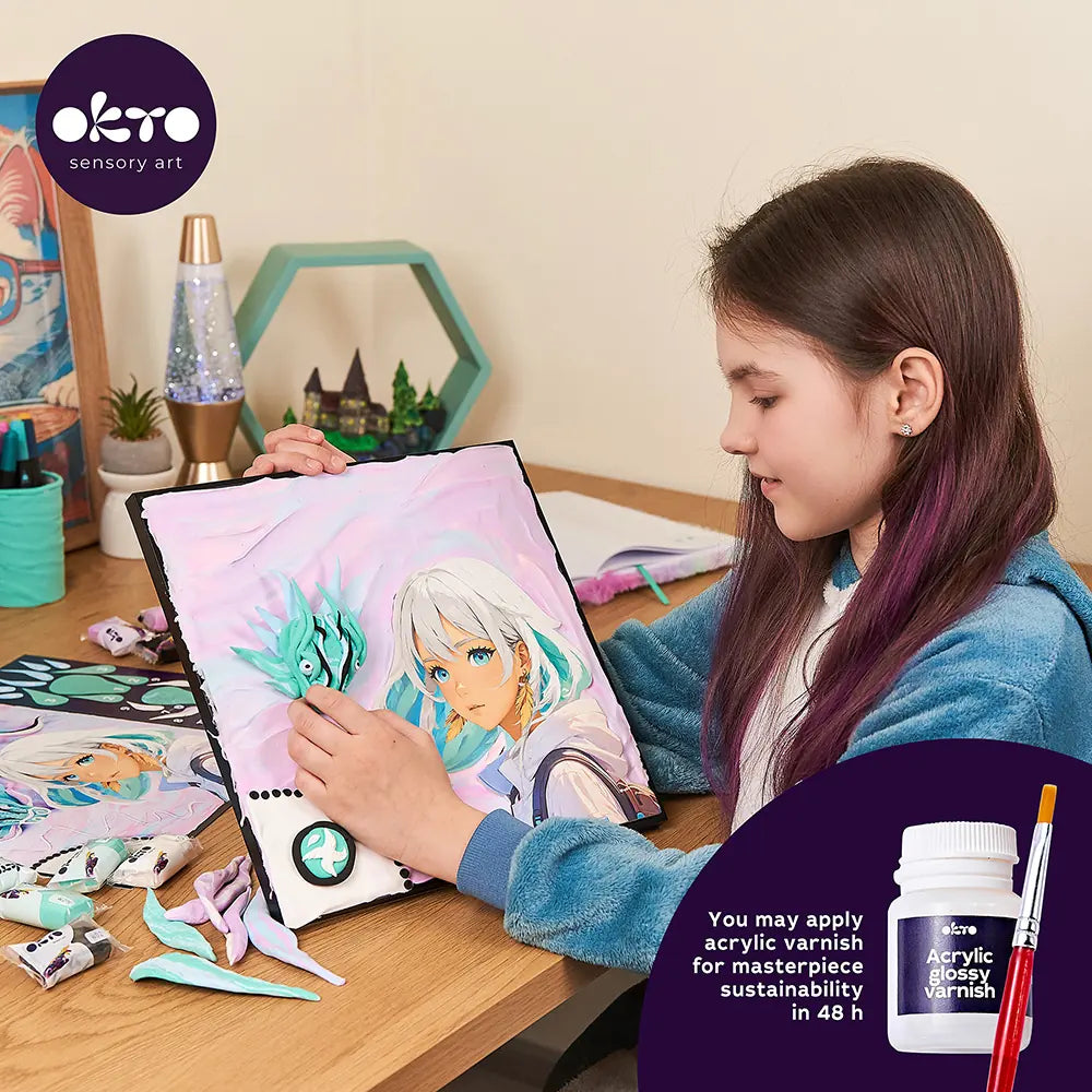 OKTO Manga Elements - Air - 3D Clay Canvas Kit (11.8 x 15.7 in) - Ages 10+