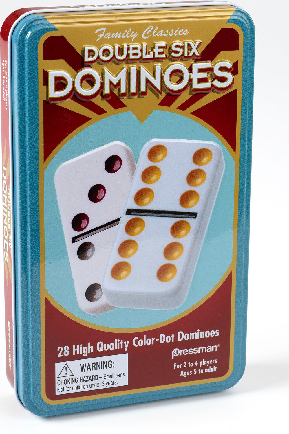 Dominoes: Double Six Color Dot Dominoes In Tin