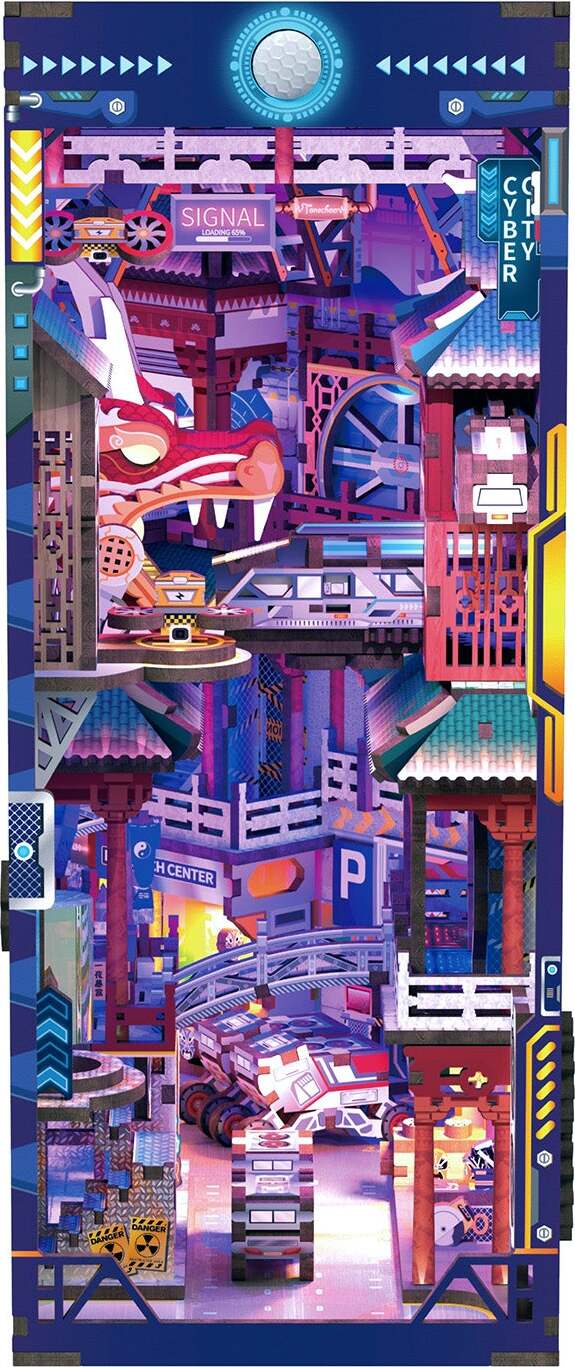 DIY Bookend Puzzle: Cyber City