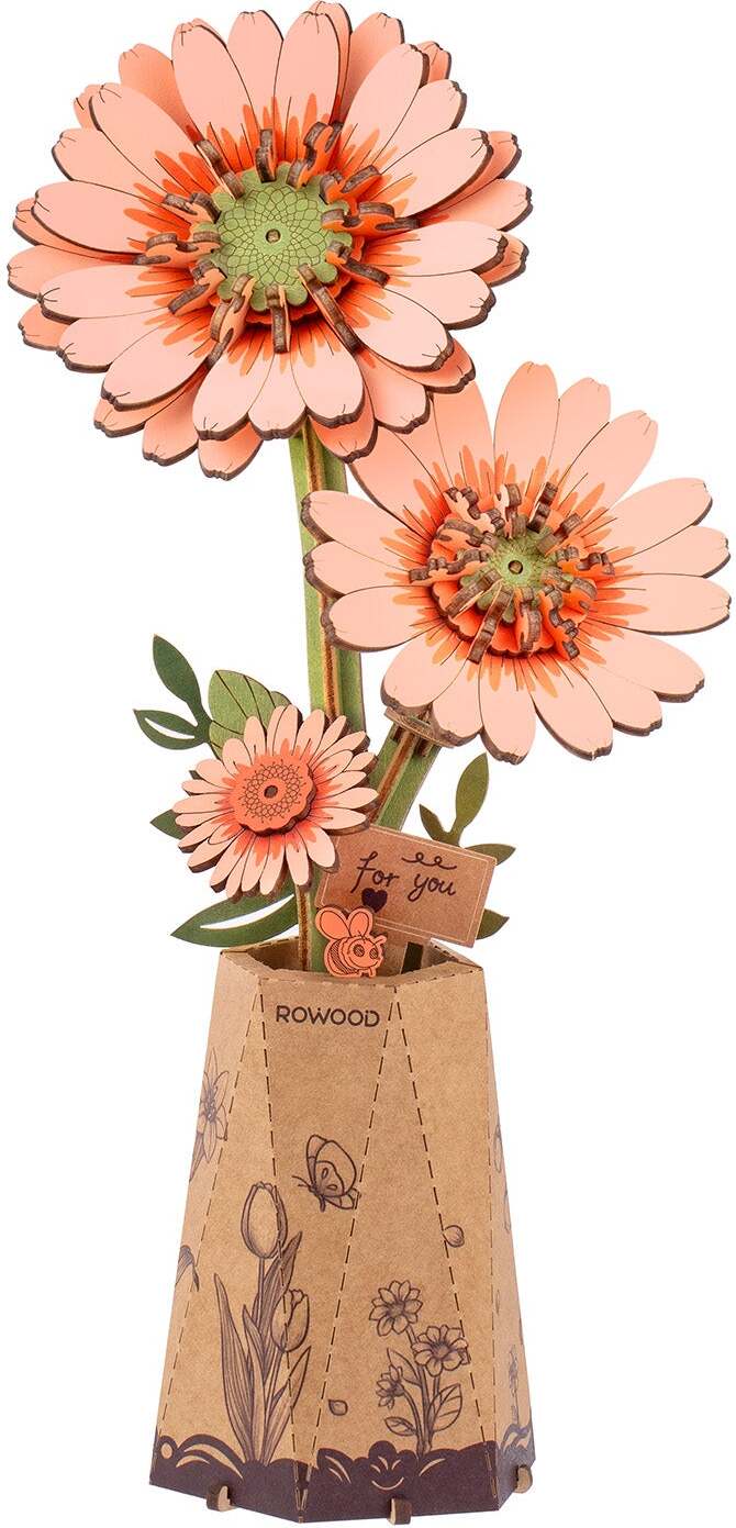 Orange Gerbera Daisy - 3D Wooden Puzzle