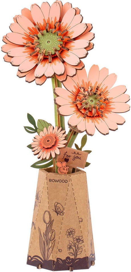 Orange Gerbera Daisy - 3D Wooden Puzzle