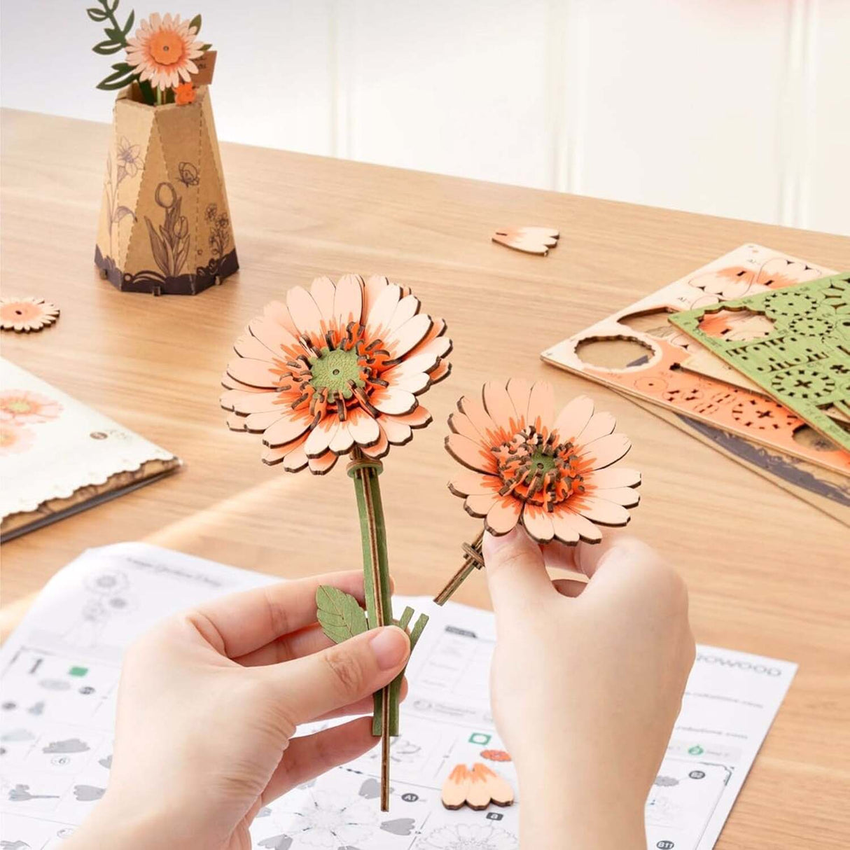 Orange Gerbera Daisy - 3D Wooden Puzzle