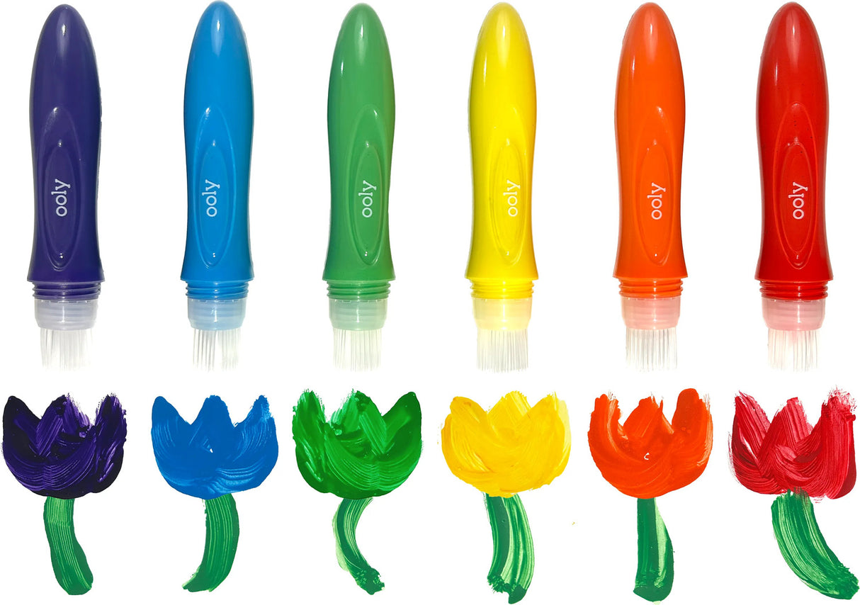 Easy Squeezy Squeezable Poster Paint Brushes - Set of 6