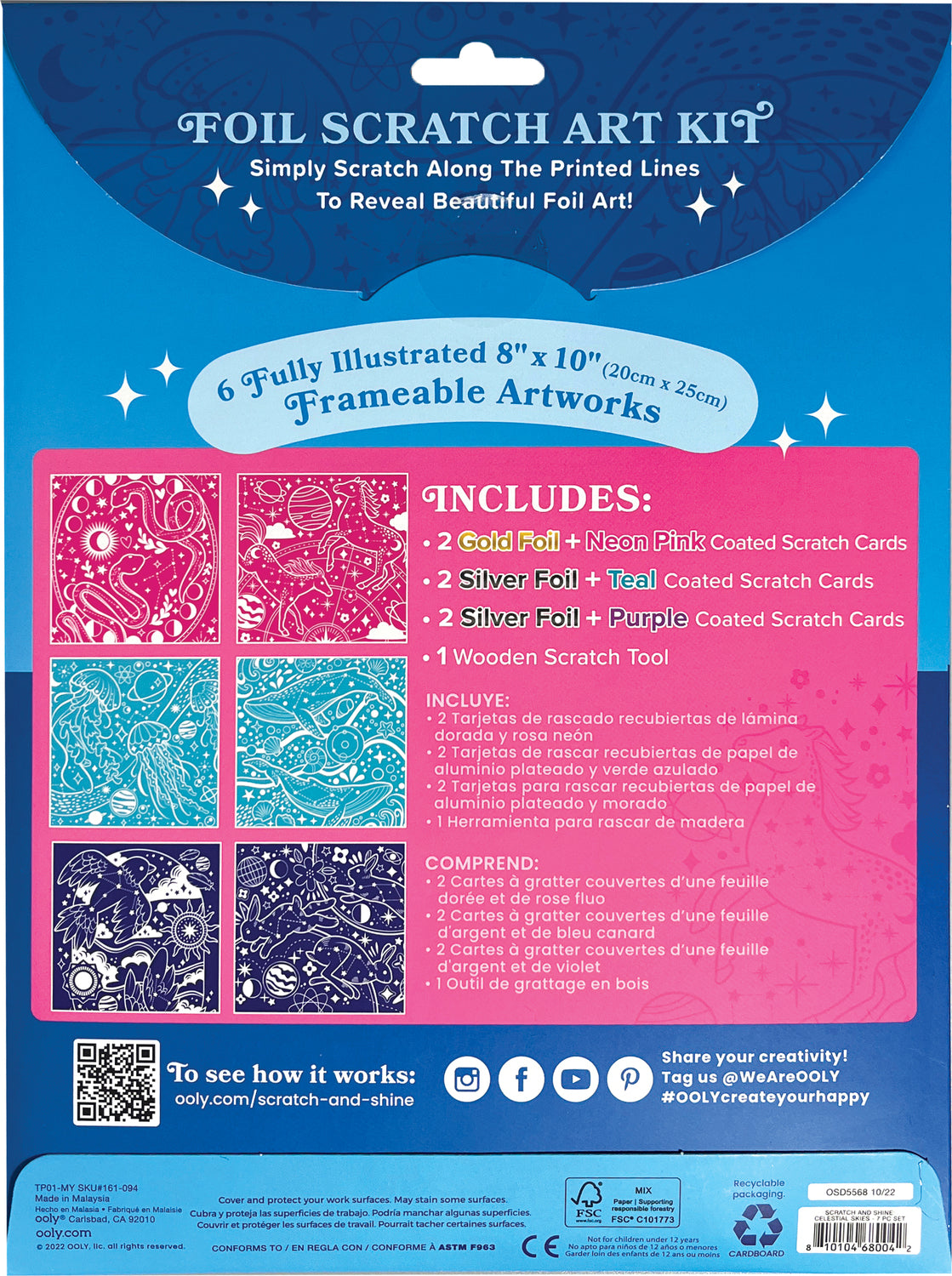 Scratch & Shine Foil Scratch Art Kits - Celestial Skies (7 PC Set)