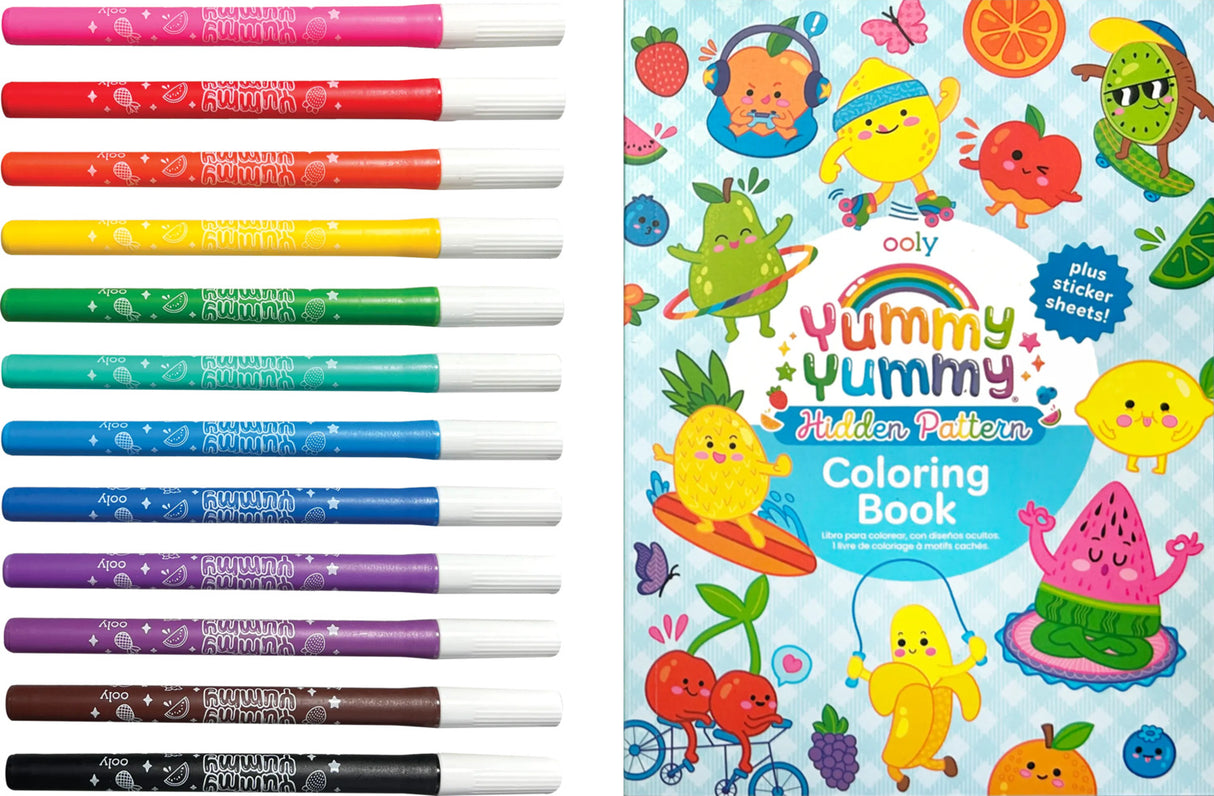 Yummy Yummy Scented Coloring Kit - Markers Stickers Coloring Book