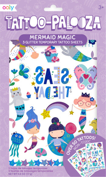 Tattoo-palooza Temporary Tattoos  Mermaid Magic  3 Sheets