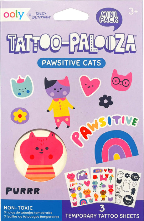 Tattoo-Palooza x Suzy Ultman: Temporary Tattoos Mini Pack - Pawsitive Cats